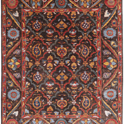 Humna 8' 1" X 9' 8" Hand Knotted Wool Rug 8' 1" X 9' 8" (246 X 295) / Brown / Wool