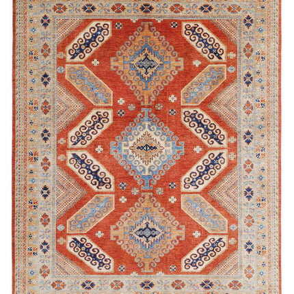 Humna 7' 10" X 9' 11" Hand Knotted Wool Rug 7' 10" X 9' 11" (239 X 302) / Rust / Wool