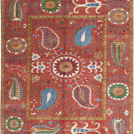 Humna 9' 1" X 10' 7" Hand Knotted Wool Rug 9' 1" X 10' 7" (277 X 322) / Red / Wool