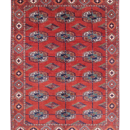 Humna 5' 6" X 7' 11" Hand Knotted Wool Rug 5' 6" X 7' 11" (168 X 241) / Red / Wool