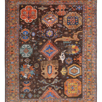 Humna 9' 10" X 12' 1" Hand Knotted Wool Rug 9' 10" X 12' 1" (300 X 368) / Brown / Wool