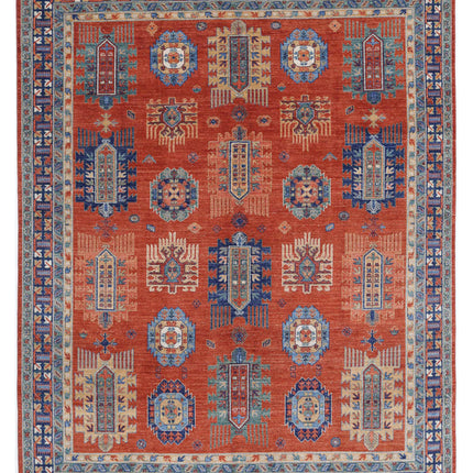 Humna 7' 8" X 9' 7" Hand Knotted Wool Rug 7' 8" X 9' 7" (234 X 292) / Red / Wool
