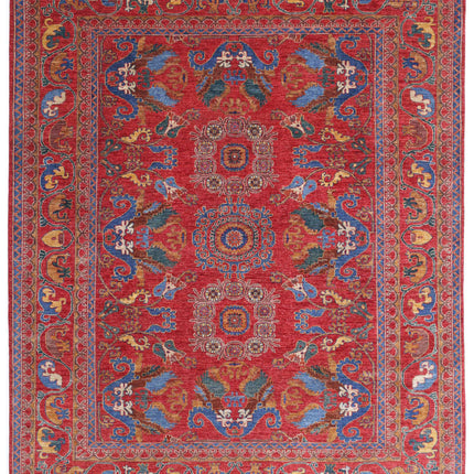 Humna 8' 1" X 9' 8" Hand Knotted Wool Rug 8' 1" X 9' 8" (246 X 295) / Red / Wool