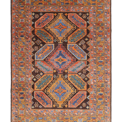 Humna 6' 8" X 9' 7" Hand Knotted Wool Rug 6' 8" X 9' 7" (203 X 292) / Brown / Wool