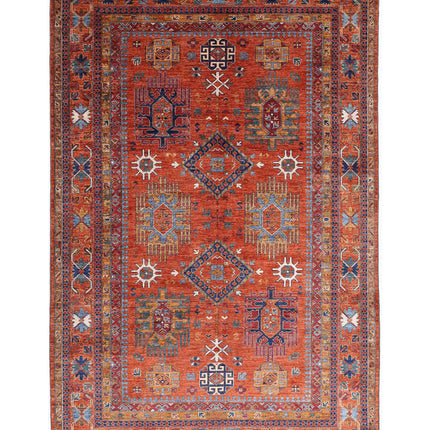 Humna 6' 8" X 10' 4" Hand Knotted Wool Rug 6' 8" X 10' 4" (203 X 315) / Rust / Wool