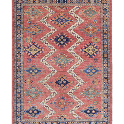 Humna 5' 2" X 7' 6" Hand Knotted Wool Rug 5' 2" X 7' 6" (158 X 229) / Red / Wool
