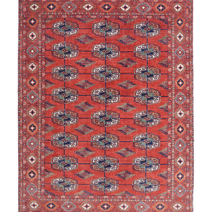 Humna 6' 7" X 9' 7" Hand Knotted Wool Rug 6' 7" X 9' 7" (201 X 292) / Red / Wool