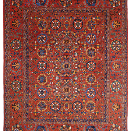 Humna 13' 0" X 16' 1" Hand Knotted Wool Rug 13' 0" X 16' 1" (396 X 490) / Red / Wool