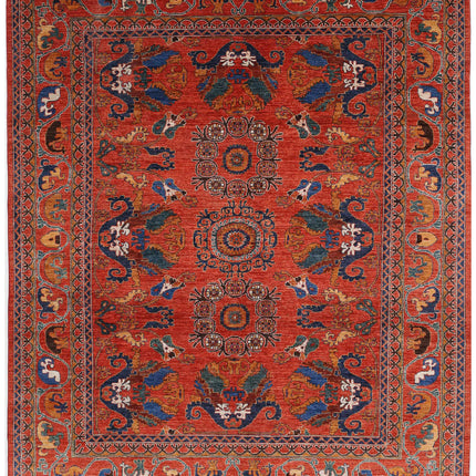 Humna 8' 4" X 9' 11" Hand Knotted Wool Rug 8' 4" X 9' 11" (254 X 302) / Red / Wool
