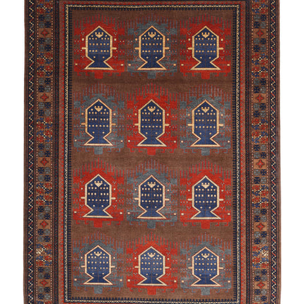 Humna 7' 3" X 10' 3" Hand Knotted Wool Rug 7' 3" X 10' 3" (221 X 312) / Brown / Wool