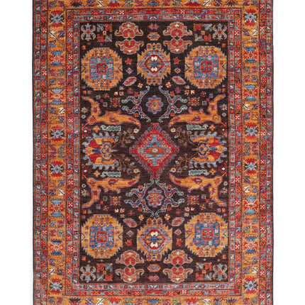 Humna 5' 11" X 8' 11" Hand Knotted Wool Rug 5' 11" X 8' 11" (180 X 272) / Charcoal / Wool
