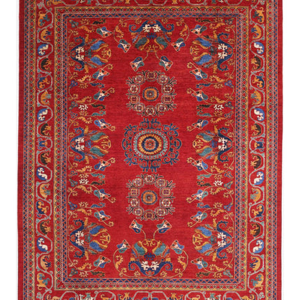 Humna 10' 5" X 14' 1" Hand Knotted Wool Rug 10' 5" X 14' 1" (318 X 429) / Red / Wool