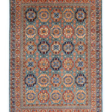 Humna 10' 1" X 14' 0" Hand Knotted Wool Rug 10' 1" X 14' 0" (307 X 427) / Teal / Wool