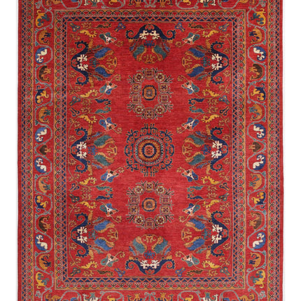 Humna 9' 1" X 12' 0" Hand Knotted Wool Rug 9' 1" X 12' 0" (277 X 366) / Red / Wool