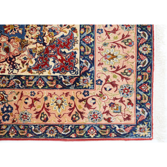 Isfahan 3' 6" X 5' 0" Hand Knotted Silk Rug 3' 6" X 5' 0" (107 X 152) / Blue / Brown