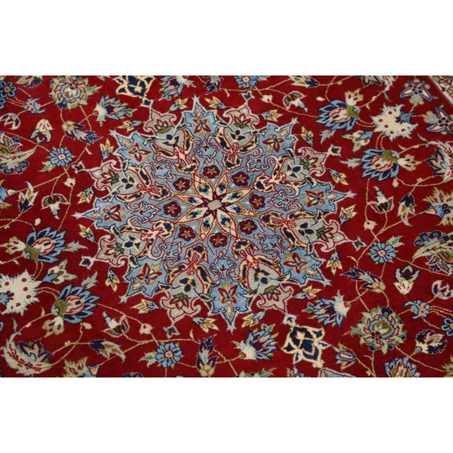 Isfahan 3' 7" X 5' 3" Hand Knotted Silk Rug 3' 7" X 5' 3" (109 X 160) / Red / Blue