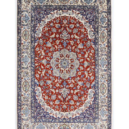 Isfahan 6' 11" X 10' 7" Hand Knotted Wool Rug 6' 11" X 10' 7" (211 X 322) / Rust / Wool