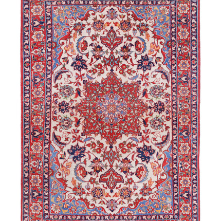 Isfahan 3' 3" X 4' 10" Hand Knotted Wool Rug 3' 3" X 4' 10" (99 X 147) / Ivory / Wool