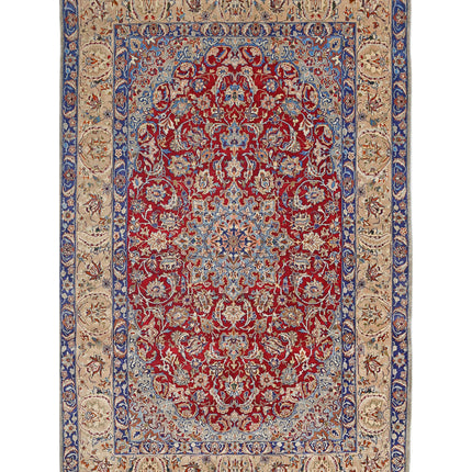 Isfahan 3' 7" X 5' 8" Hand Knotted Wool & Silk Rug 3' 7" X 5' 8" (109 X 173) / Red / Wool & Silk