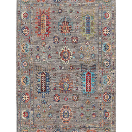 Jasmine 4' 2" X 6' 5" Hand Knotted Wool Rug 4' 2" X 6' 5" (127 X 196) / Grey / Wool
