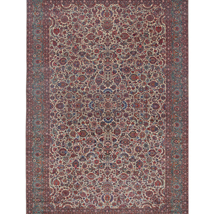 Kashan 13' 9" X 21' 6" Hand Knotted Wool Rug 13' 9" X 21' 6" (419 X 655) / Ivory / Wool