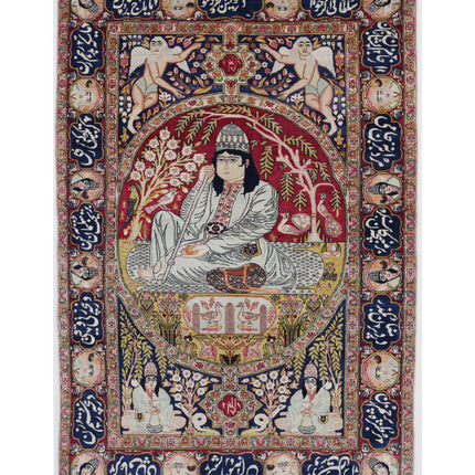 Kashan 4' 4" X 6' 6" Hand Knotted Wool Rug 4' 4" X 6' 6" (132 X 198) / Ivory / Wool