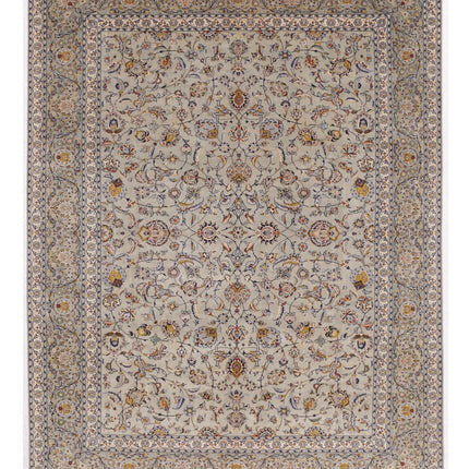 Kashan 10' 1" X 13' 2" Hand Knotted Wool Rug 10' 1" X 13' 2" (307 X 401) / Grey / Wool
