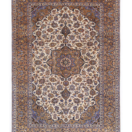 Kashan 7' 2" X 10' 0" Hand Knotted Wool Rug 7' 2" X 10' 0" (219 X 305) / Ivory / Wool