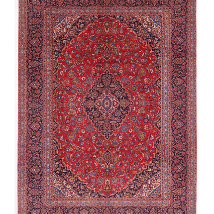 Kashan 9' 7" X 13' 2" Hand Knotted Wool Rug 9' 7" X 13' 2" (292 X 401) / Red / Wool
