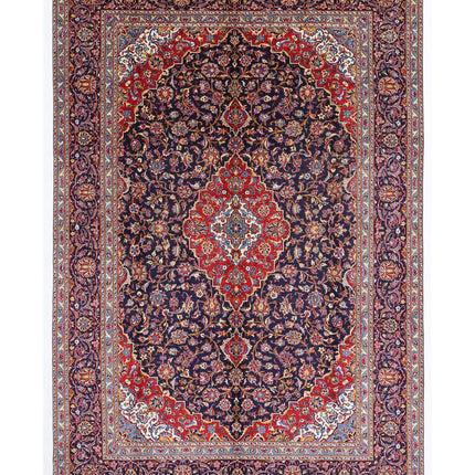 Kashan 9' 6" X 13' 11" Hand Knotted Wool Rug 9' 6" X 13' 11" (290 X 424) / Blue / Wool