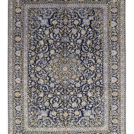 Kashan 9' 11" X 13' 4" Hand Knotted Wool Rug 9' 11" X 13' 4" (302 X 406) / Blue / Wool