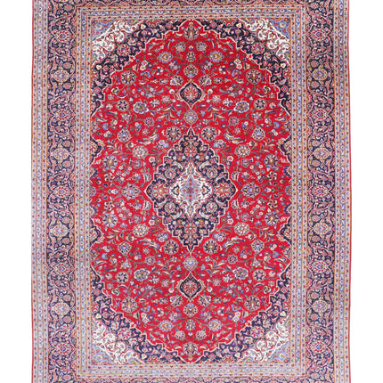 Kashan 9' 6" X 13' 6" Hand Knotted Wool Rug 9' 6" X 13' 6" (290 X 411) / Red / Wool