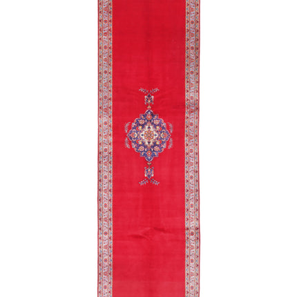 Kashan 3' 5" X 12' 3" Hand Knotted Wool Rug 3' 5" X 12' 3" (104 X 373) / Red / Wool