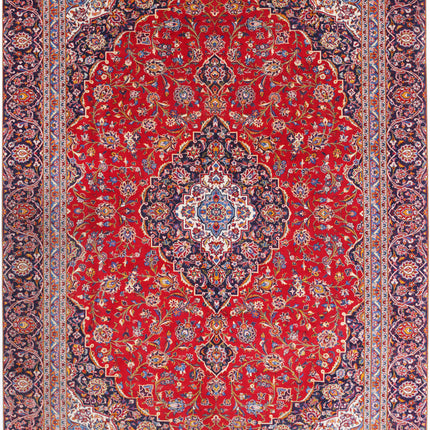 Kashan 9' 1" X 12' 9" Hand Knotted Wool Rug 9' 1" X 12' 9" (277 X 389) / Red / Wool