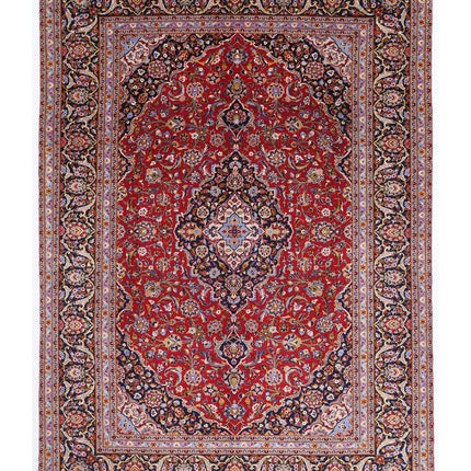 Kashan 9' 5" X 13' 2" Hand Knotted Wool Rug 9' 5" X 13' 2" (287 X 401) / Red / Wool