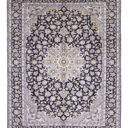 Kashan 9' 7" X 12' 8" Hand Knotted Wool Rug 9' 7" X 12' 8" (292 X 386) / Black / Wool