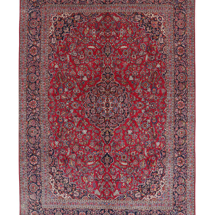 Kashan 9' 0" X 12' 1" Hand Knotted Wool Rug 9' 0" X 12' 1" (274 X 368) / Red / Wool