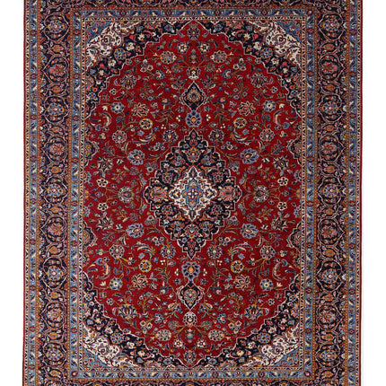 Kashan 9' 7" X 12' 9" Hand Knotted Wool Rug 9' 7" X 12' 9" (292 X 389) / Red / Wool