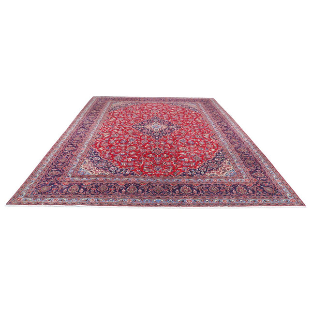 Kashan 9' 5" X 12' 3" Hand Knotted Wool Rug 9' 5" X 12' 3" (287 X 373) / Red / Blue