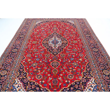 Kashan 8' 2" X 11' 5" Hand Knotted Wool Rug 8' 2" X 11' 5" (249 X 348) / Red / Blue