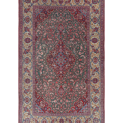 Kashan 4' 1" X 6' 9" Hand Knotted Wool & Silk Rug 4' 1" X 6' 9" (124 X 206) / Green / Wool & Silk