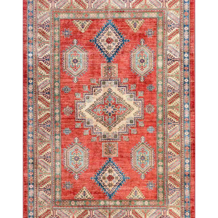 Kazak 5' 6" X 7' 9" Hand Knotted Wool Rug 5' 6" X 7' 9" (168 X 236) / Red / Wool