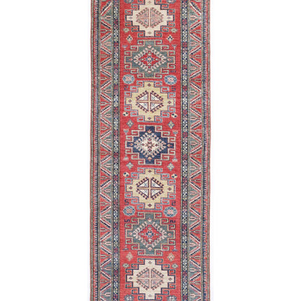 Kazak 2' 7" X 7' 9" Hand Knotted Wool Rug 2' 7" X 7' 9" (79 X 236) / Red / Wool