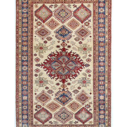 Kazak 6' 4" X 9' 9" Hand Knotted Wool Rug 6' 4" X 9' 9" (193 X 297) / Ivory / Wool