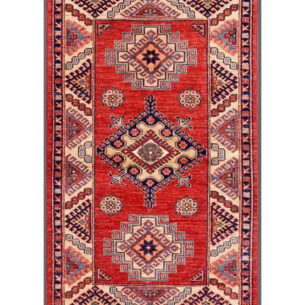 Kazak 2' 11" X 4' 10" Hand Knotted Wool Rug 2' 11" X 4' 10" (89 X 147) / Red / Wool