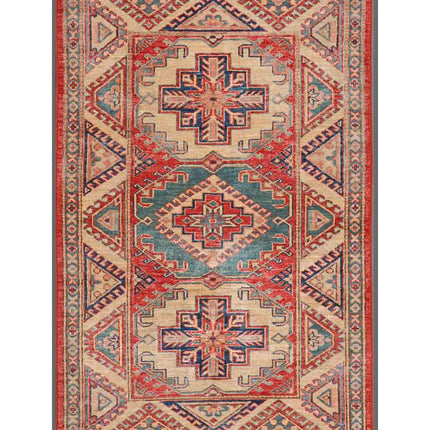 Kazak 3' 1" X 4' 9" Hand Knotted Wool Rug 3' 1" X 4' 9" (94 X 145) / Red / Wool