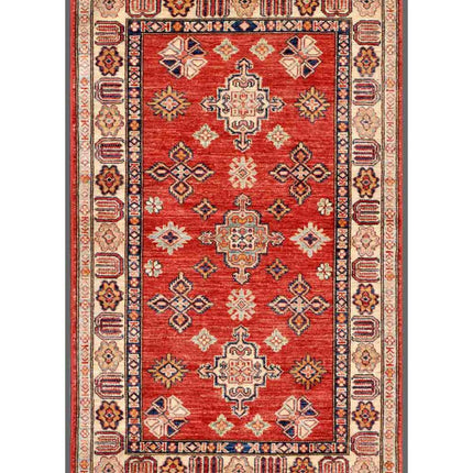 Kazak 3' 2" X 5' 2" Hand Knotted Wool Rug 3' 2" X 5' 2" (97 X 158) / Red / Wool