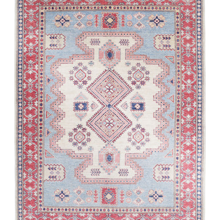 Kazak 5' 1" X 6' 9" Hand Knotted Wool Rug 5' 1" X 6' 9" (155 X 206) / Teal / Wool