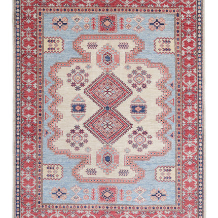 Kazak 5' 1" X 6' 9" Hand Knotted Wool Rug 5' 1" X 6' 9" (155 X 206) / Blue / Wool