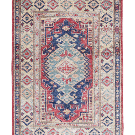 Kazak 2' 10" X 4' 1" Hand Knotted Wool Rug 2' 10" X 4' 1" (86 X 124) / Red / Wool